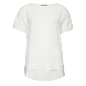 B. Young Women's Short Sleeve Low Drop Back Petal Top Blouse In White Size 36